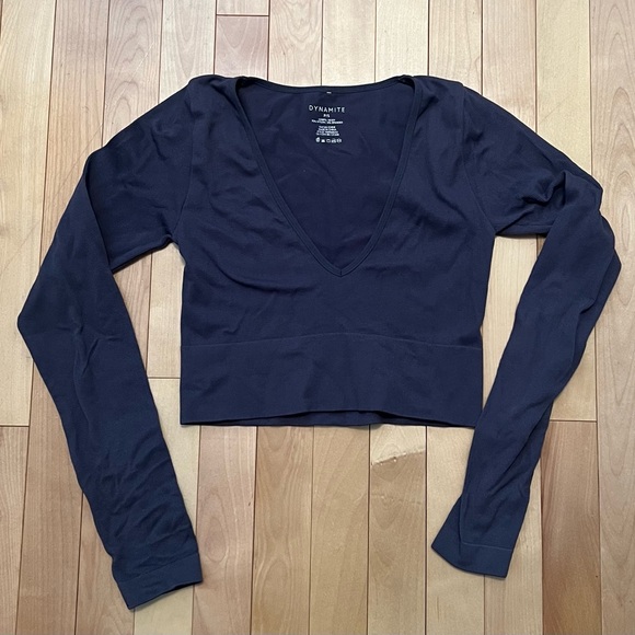 Dynamite Tops - Dynamite greyish purple V-Neck Crop Top